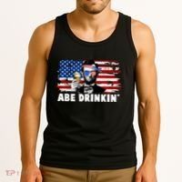 Funny Abe Drinkin USA American Flag Tank Top thumb 3