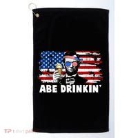 Funny Abe Drinkin USA American Flag Golf Towel thumb 0