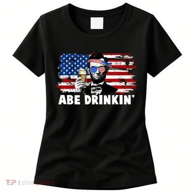 Funny Abe Drinkin USA American Flag Women's T-Shirt