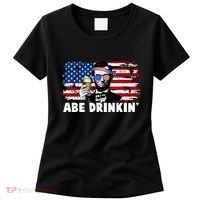Funny Abe Drinkin USA American Flag Women's T-Shirt thumb 0