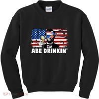 Funny Abe Drinkin USA American Flag Kids Sweatshirt thumb 0
