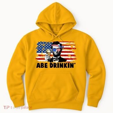 Funny Abe Drinkin USA American Flag Hoodie