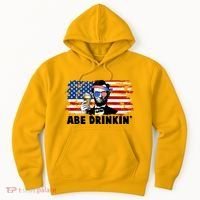 Funny Abe Drinkin USA American Flag Hoodie thumb 0