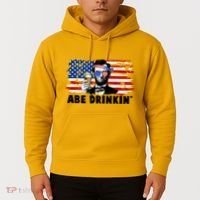 Funny Abe Drinkin USA American Flag Hoodie thumb 2