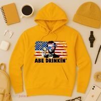 Funny Abe Drinkin USA American Flag Hoodie thumb 3