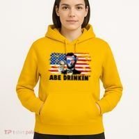 Funny Abe Drinkin USA American Flag Hoodie thumb 5