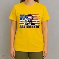 Funny Abe Drinkin USA American Flag T-Shirt thumb 4