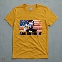 Funny Abe Drinkin USA American Flag T-Shirt thumb 5