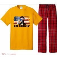 Funny Abe Drinkin USA American Flag Pajama Set thumb 0