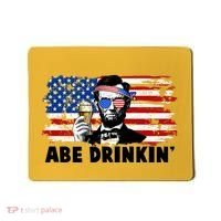 Funny Abe Drinkin USA American Flag Mousepad thumb 0