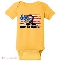 Funny Abe Drinkin USA American Flag Baby Bodysuit thumb 0