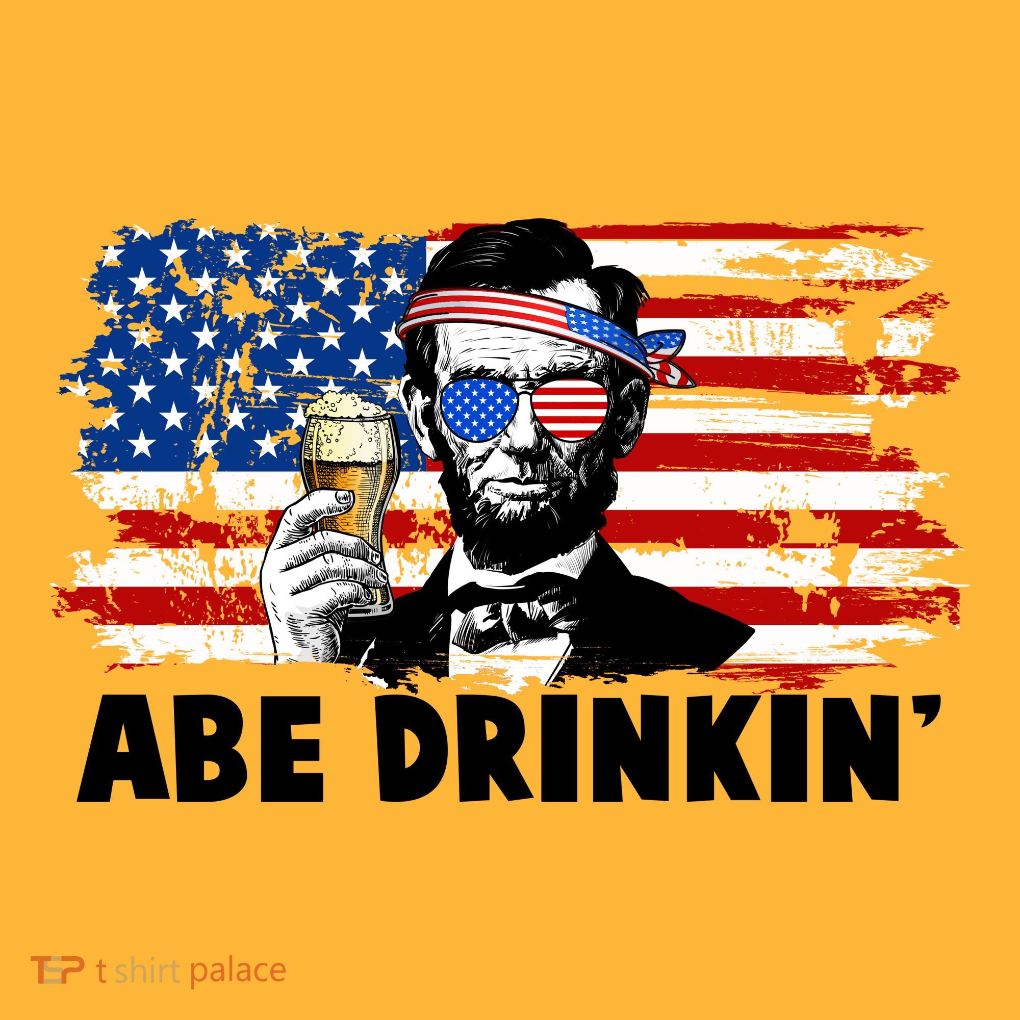 Funny Abe Drinkin USA American Flag Baby Bodysuit