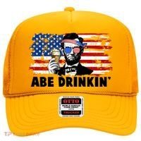 Funny Abe Drinkin USA American Flag Hat thumb 0