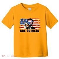 Funny Abe Drinkin USA American Flag Toddler T-Shirt thumb 0