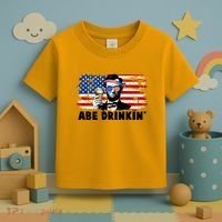Funny Abe Drinkin USA American Flag Toddler T-Shirt thumb 3