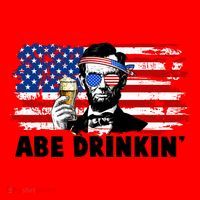 Funny Abe Drinkin USA American Flag Santa Hat thumb 1