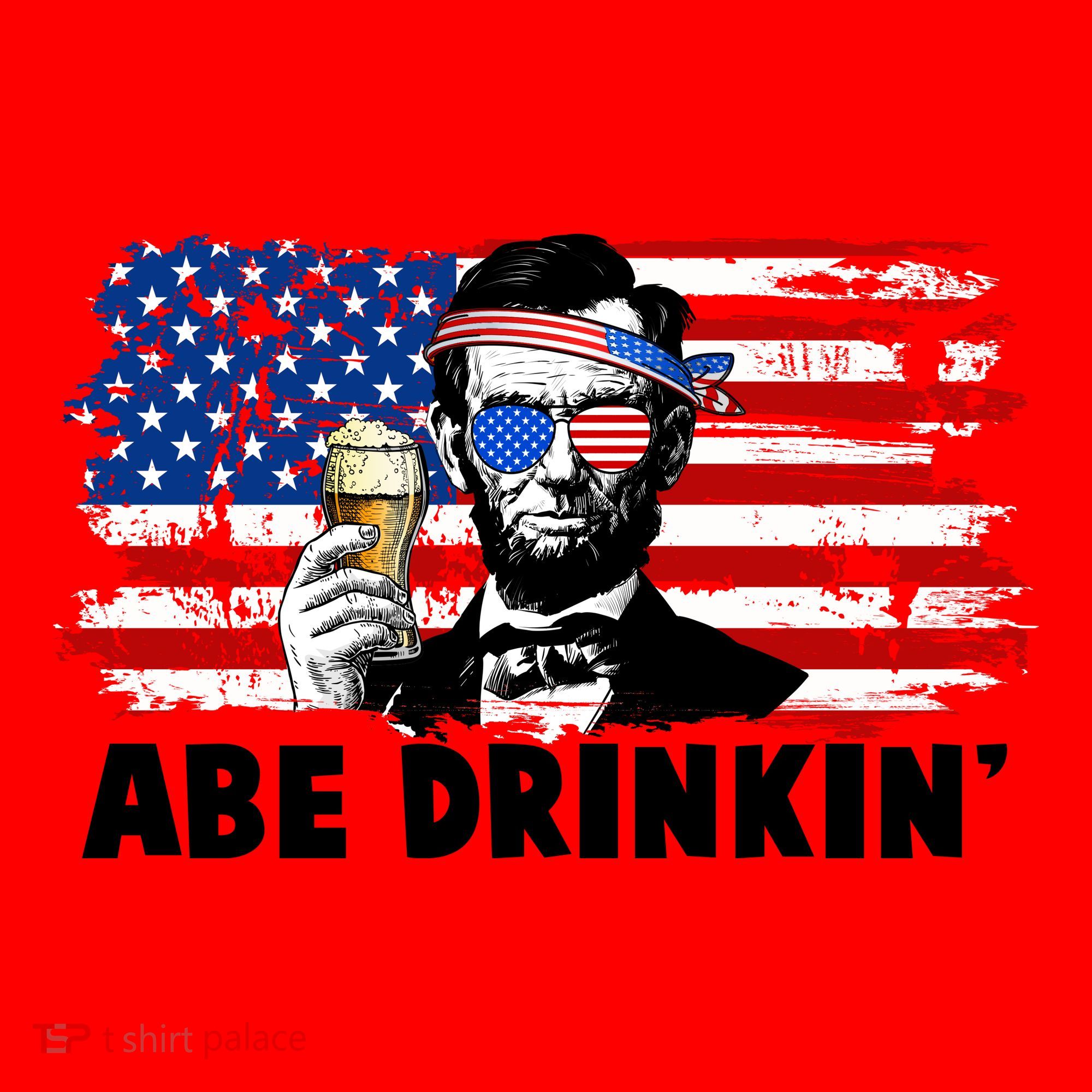 Funny Abe Drinkin USA American Flag Santa Hat