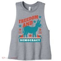 Freedom And Democracy Political Democrat Women's Racerback Cropped Tank thumb 0