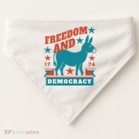 Freedom And Democracy Political Democrat USA-Made Doggie Bandana thumb 0