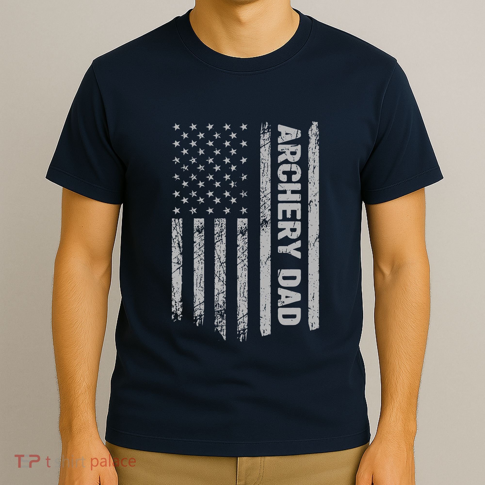 Funny Archery Dad America US Flag Patriot Vintage Gift T-Shirt