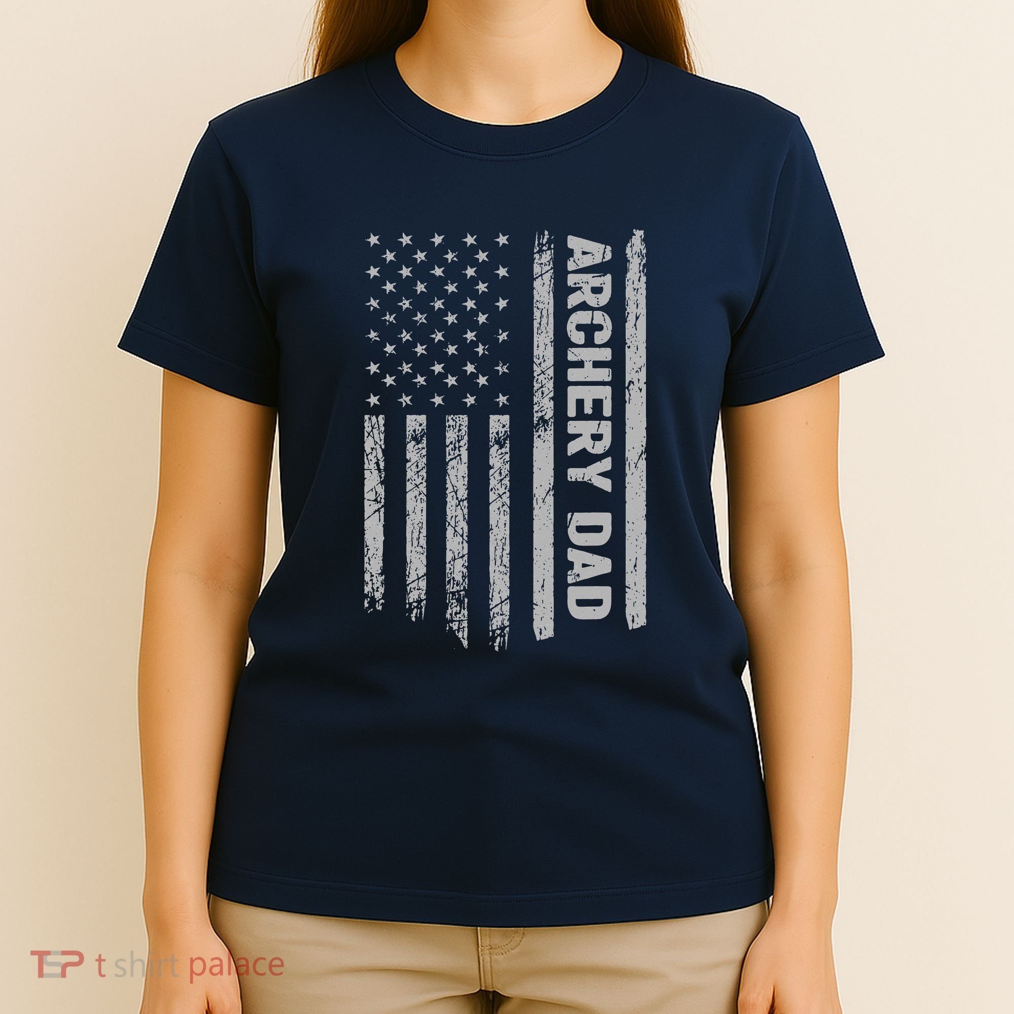 Funny Archery Dad America US Flag Patriot Vintage Gift T-Shirt