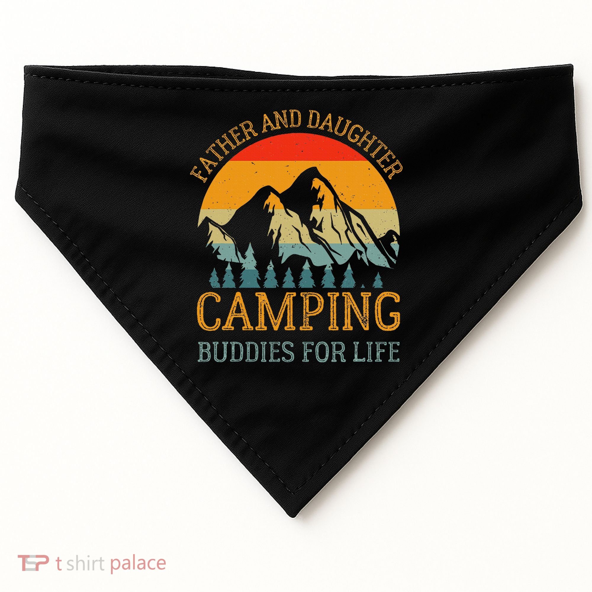 Father And Daughter Camping Buddies For Life Gift For Dad USA-Made Doggie Bandana