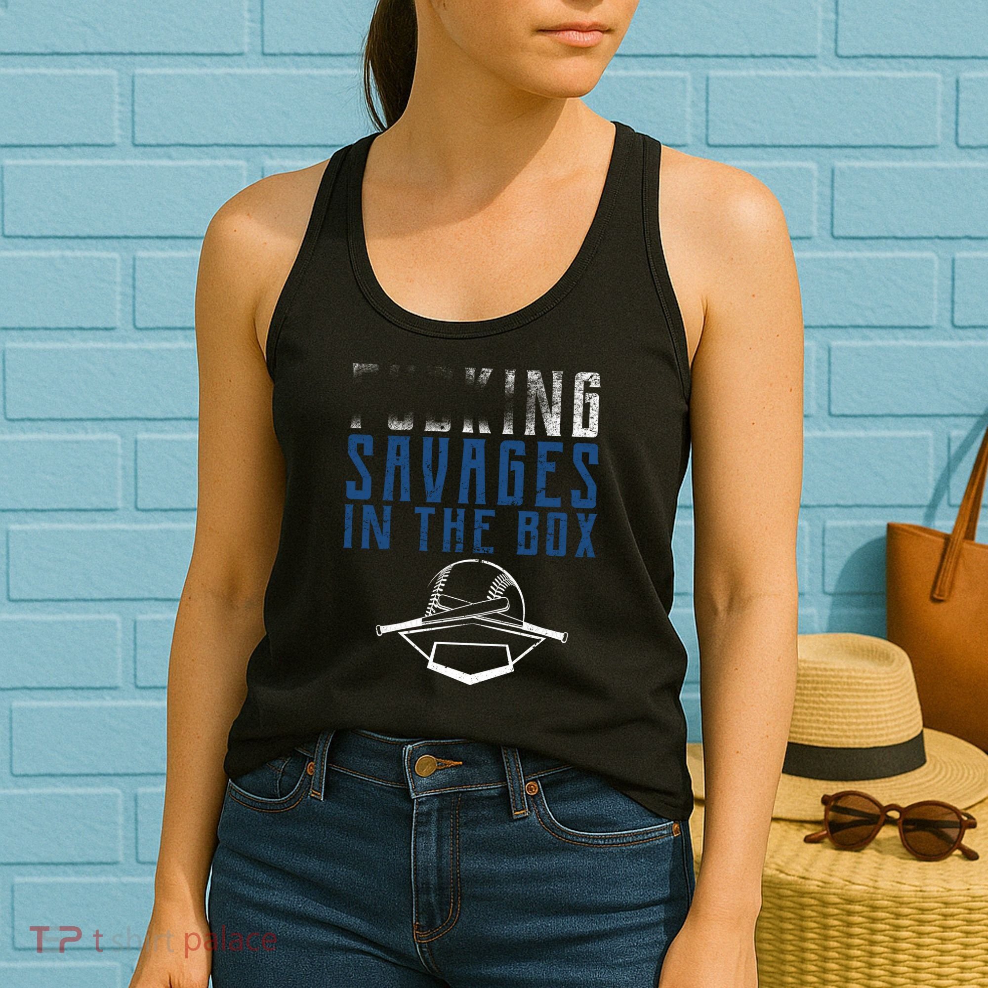 Faded F'n Savages In The Box Baseball Women's Tank Top