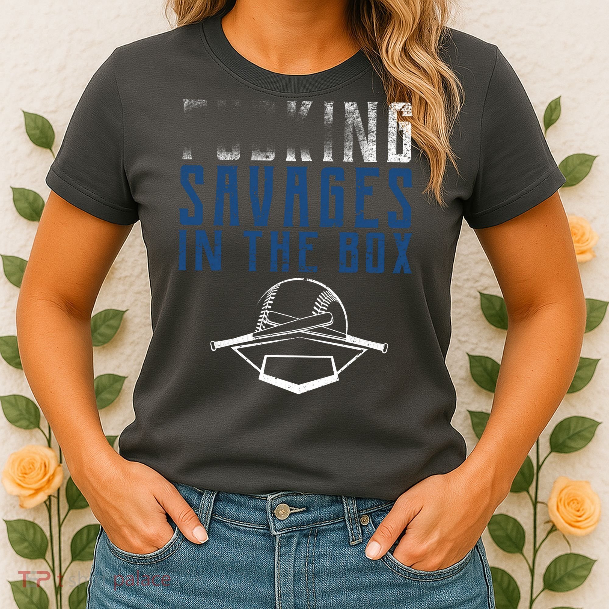 Faded F'n Savages In The Box Baseball Women's T-Shirt