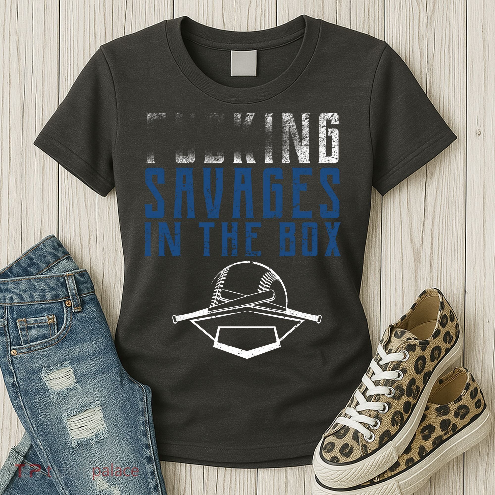 Faded F'n Savages In The Box Baseball Women's T-Shirt