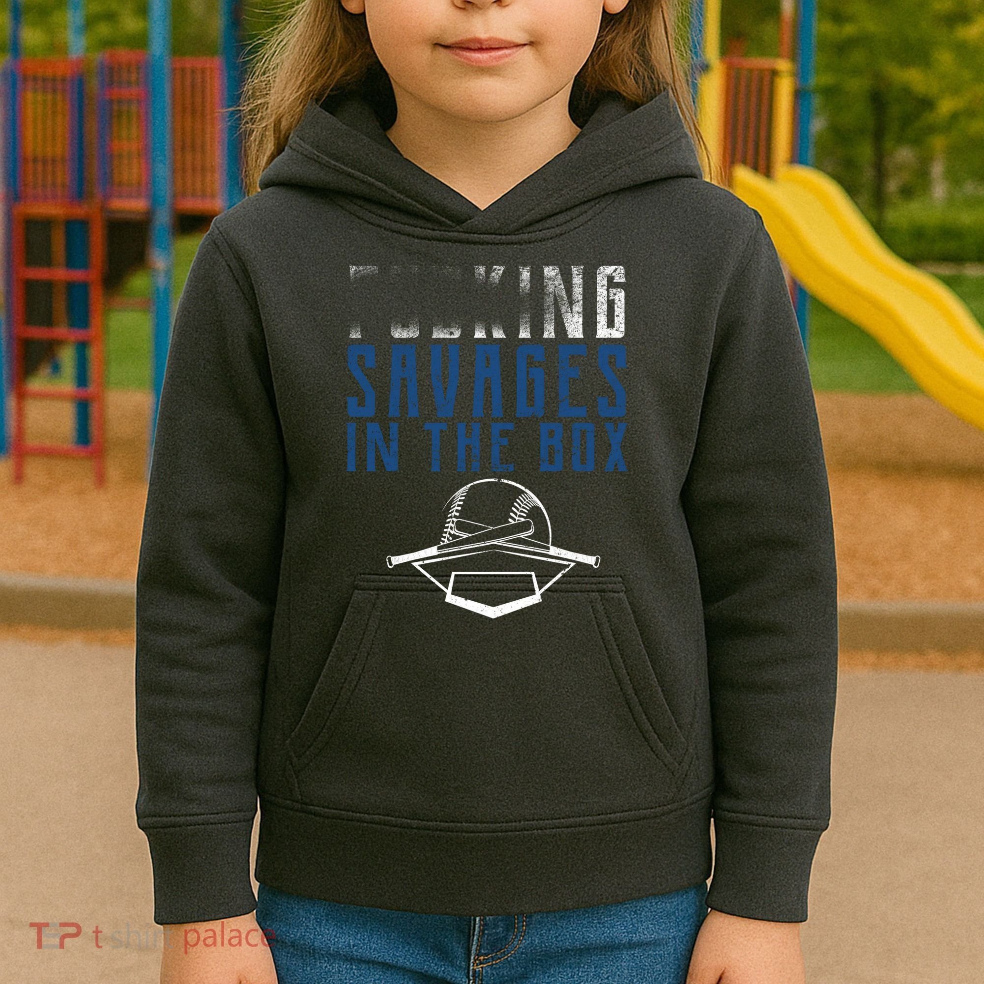 Faded F'n Savages In The Box Baseball Kids Hoodie