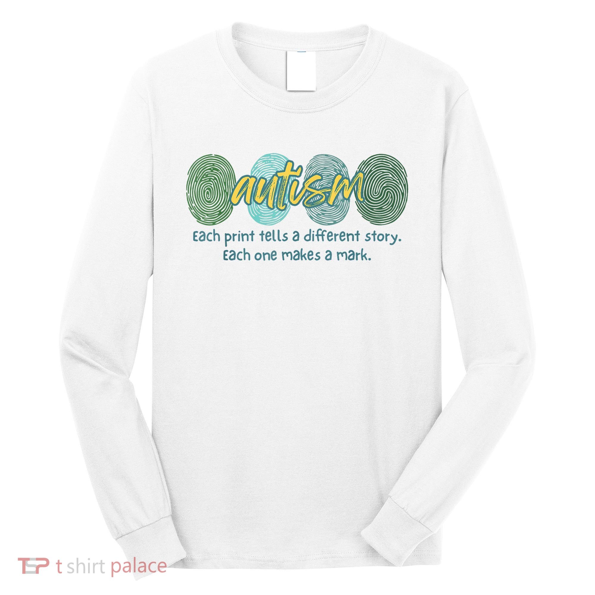 Fingerprint Autism Each Print Tells A Different Story Long Sleeve Shirt