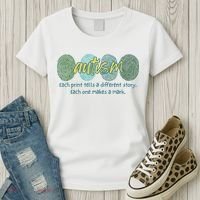 Fingerprint Autism Each Print Tells A Different Story Women's T-Shirt thumb 3