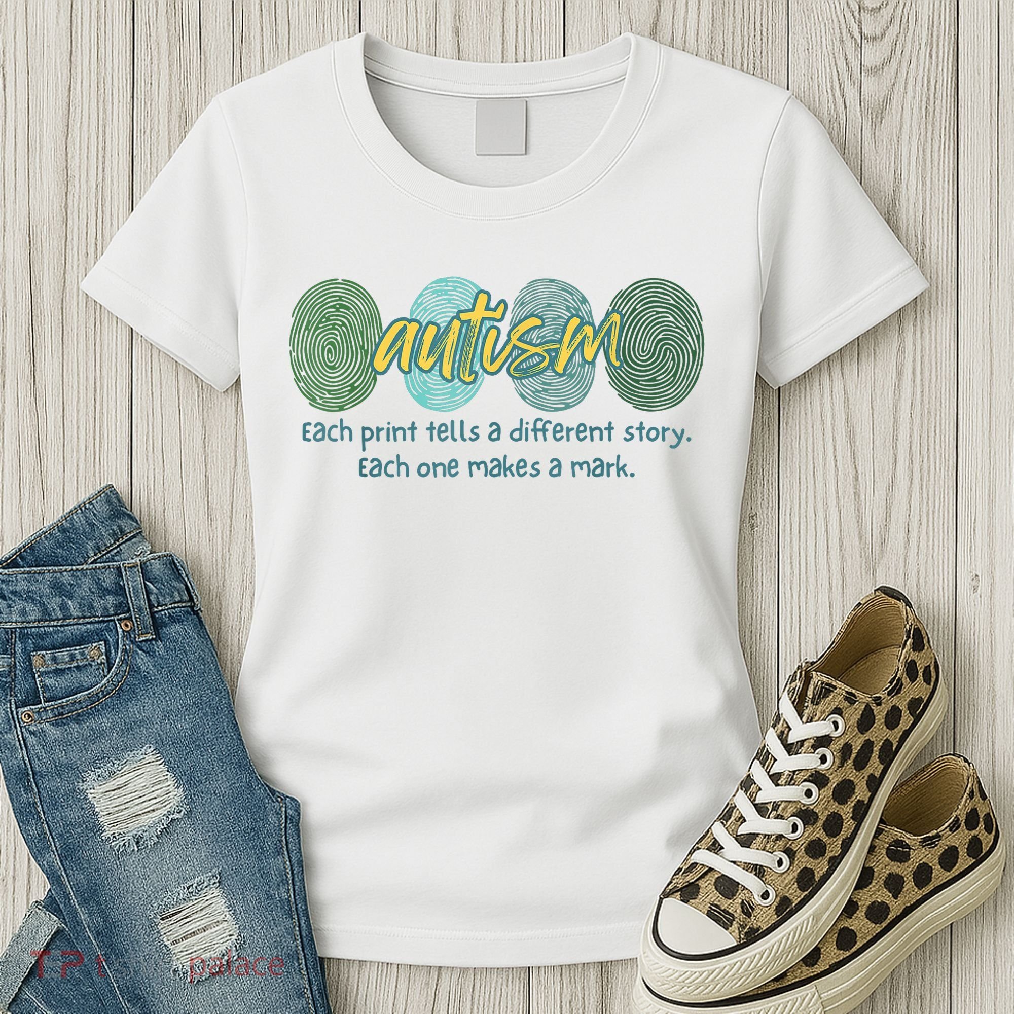 Fingerprint Autism Each Print Tells A Different Story Women's T-Shirt
