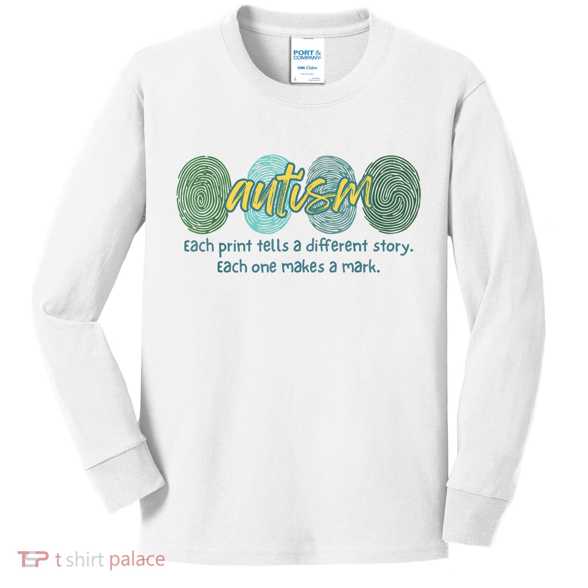 Fingerprint Autism Each Print Tells A Different Story Kids Long Sleeve Shirt