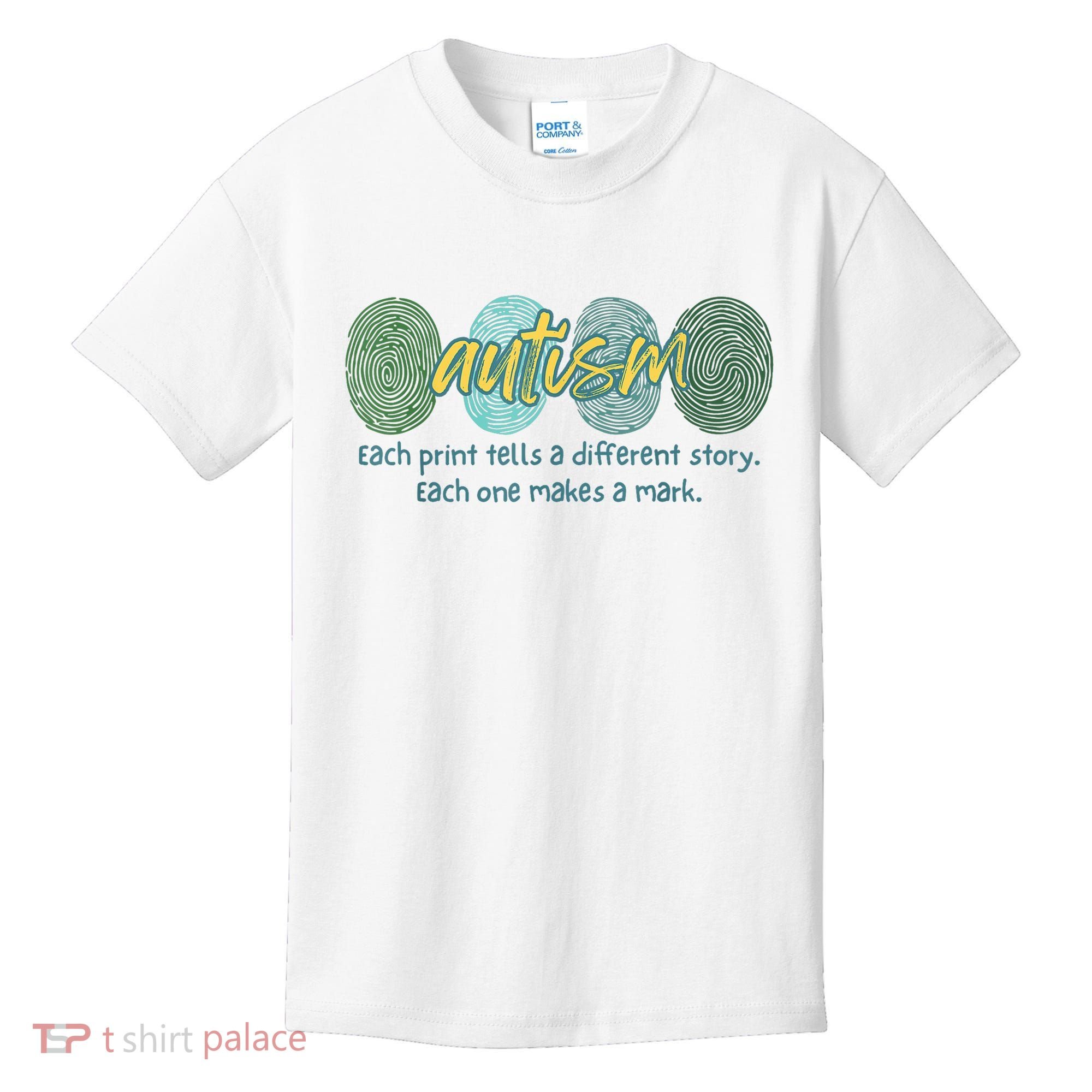 Fingerprint Autism Each Print Tells A Different Story Kids T-Shirt