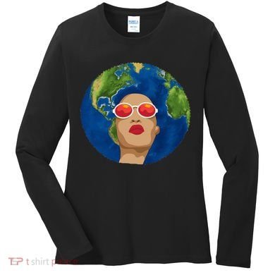 Female Afro Earth Day Women's Long Sleeve Shirt