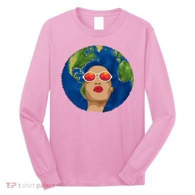 Female Afro Earth Day Long Sleeve Shirt