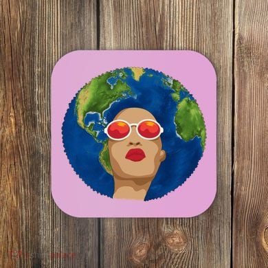 Female Afro Earth Day Coaster