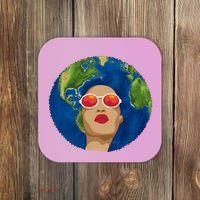 Female Afro Earth Day Coaster thumb 0