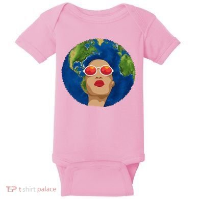 Female Afro Earth Day Baby Bodysuit