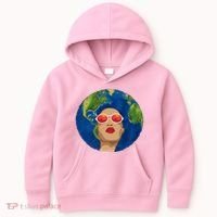 Female Afro Earth Day Kids Hoodie thumb 0