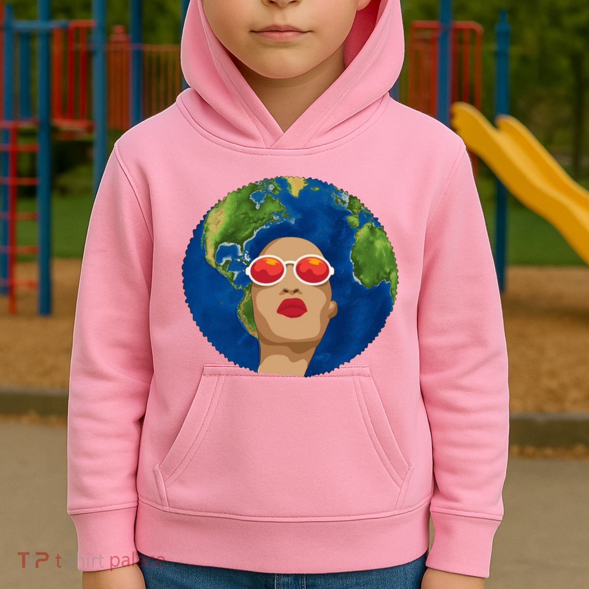 Female Afro Earth Day Kids Hoodie