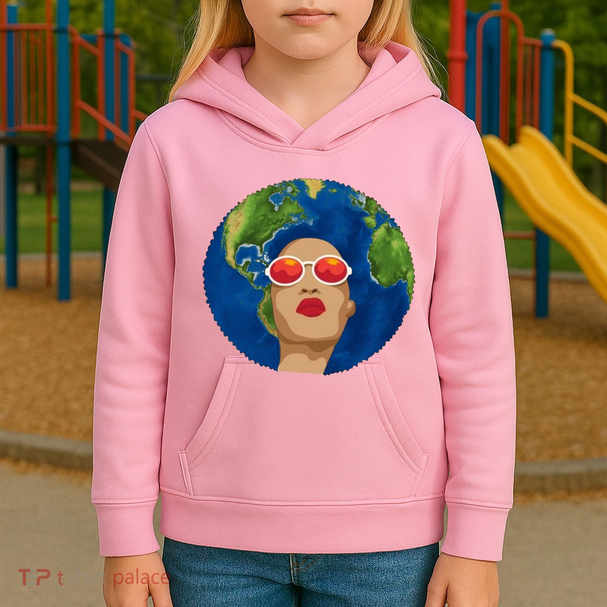 Female Afro Earth Day Kids Hoodie