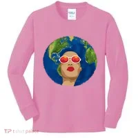 Female Afro Earth Day Kids Long Sleeve Shirt thumb 0