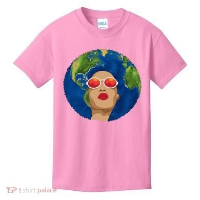 Female Afro Earth Day Kids T-Shirt