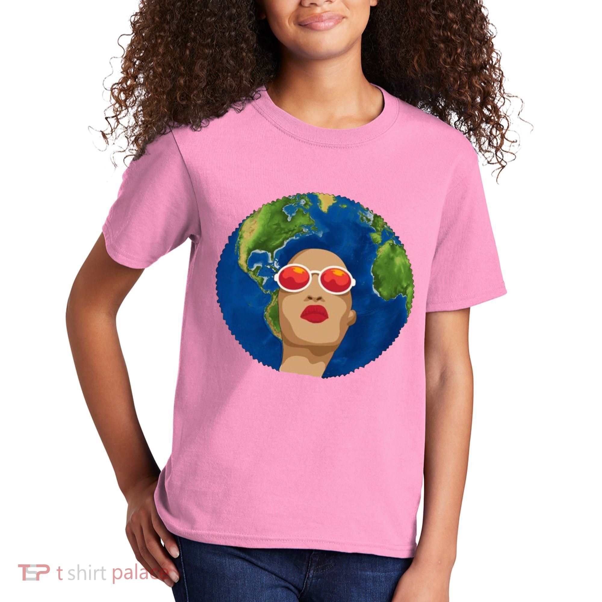 Female Afro Earth Day Kids T-Shirt