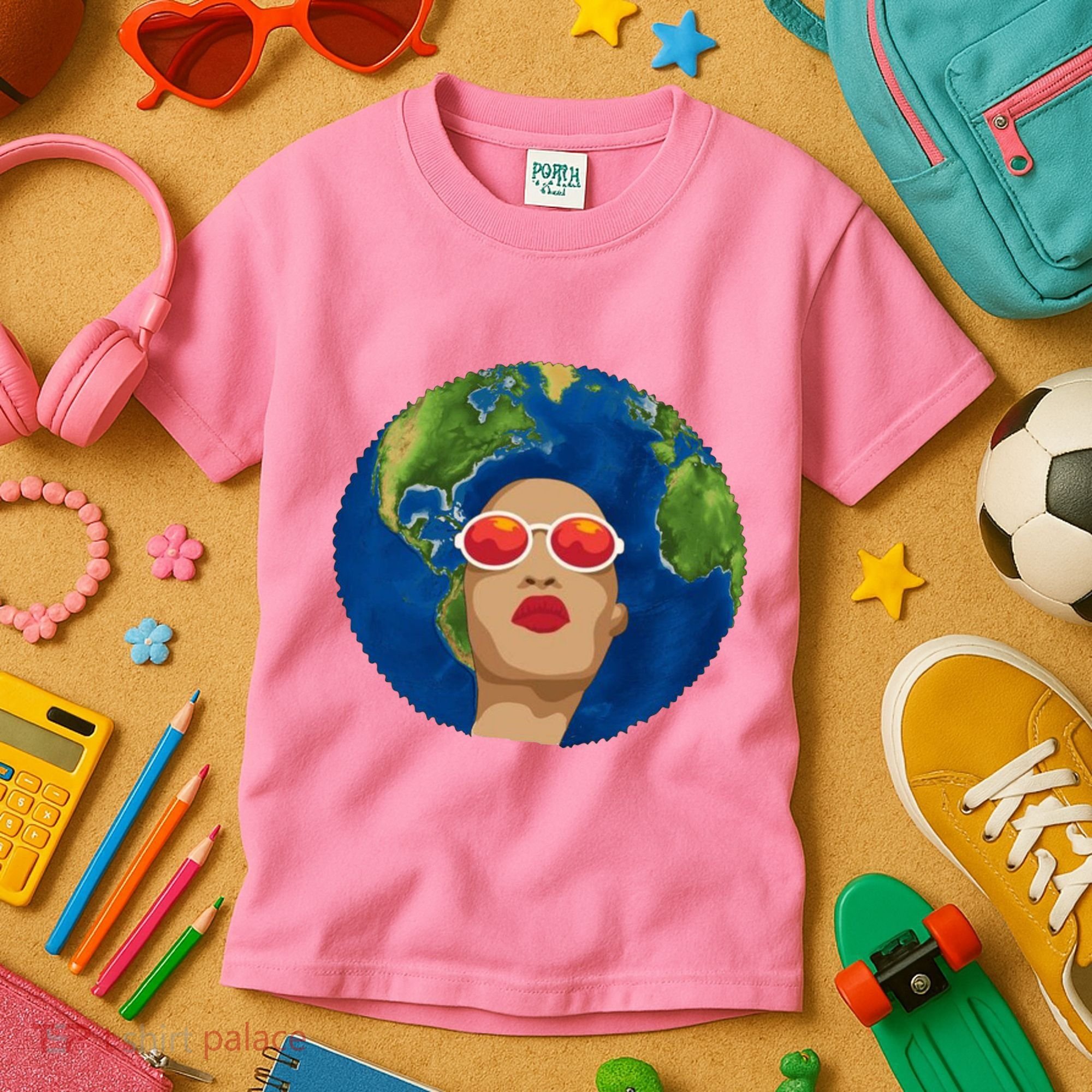 Female Afro Earth Day Kids T-Shirt