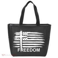 Freedom American Flag Cross Christian Tote Bag thumb 0