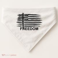 Freedom American Flag Cross Christian USA-Made Doggie Bandana thumb 0