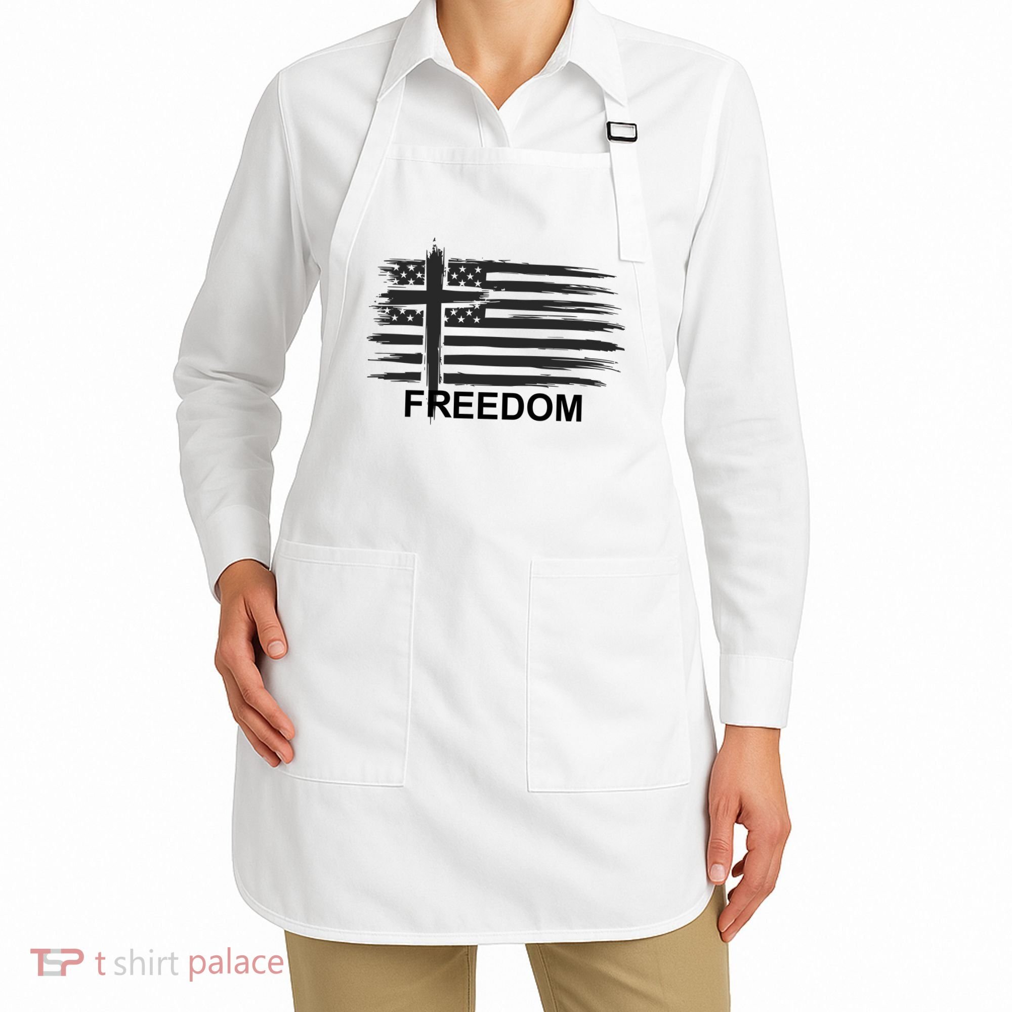 Freedom American Flag Cross Christian Apron